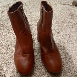 Brown leather boots